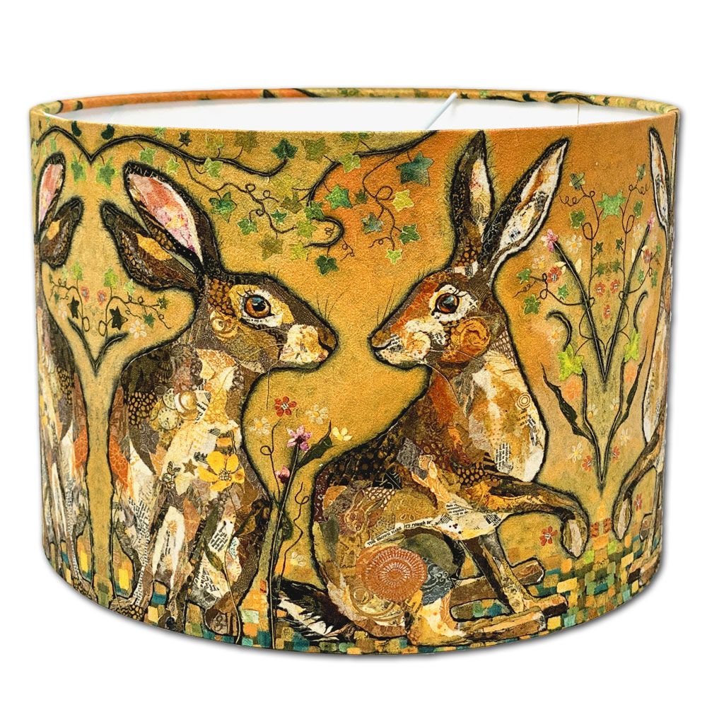 Hare on ochre Lampshade - Large Deep