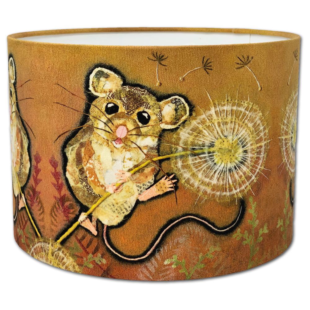 Mouse & Dandelion -Handmade Drum  Lampshade