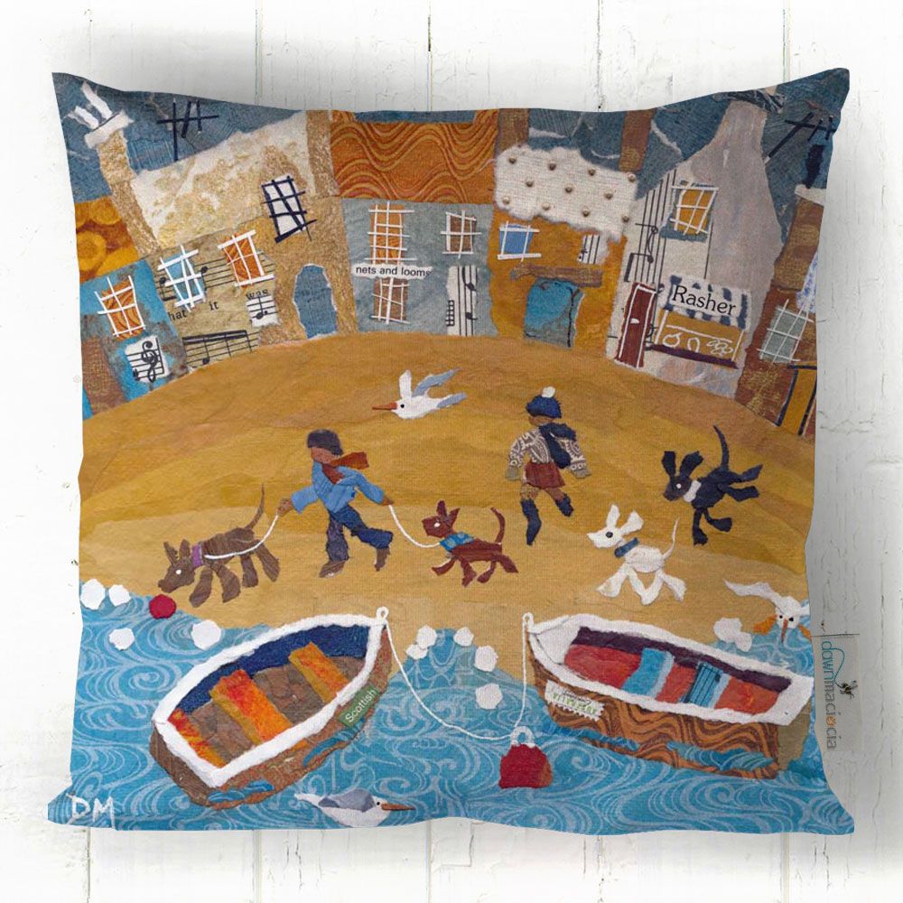 Walking the Dogs - Dogs on the Beach Cushion