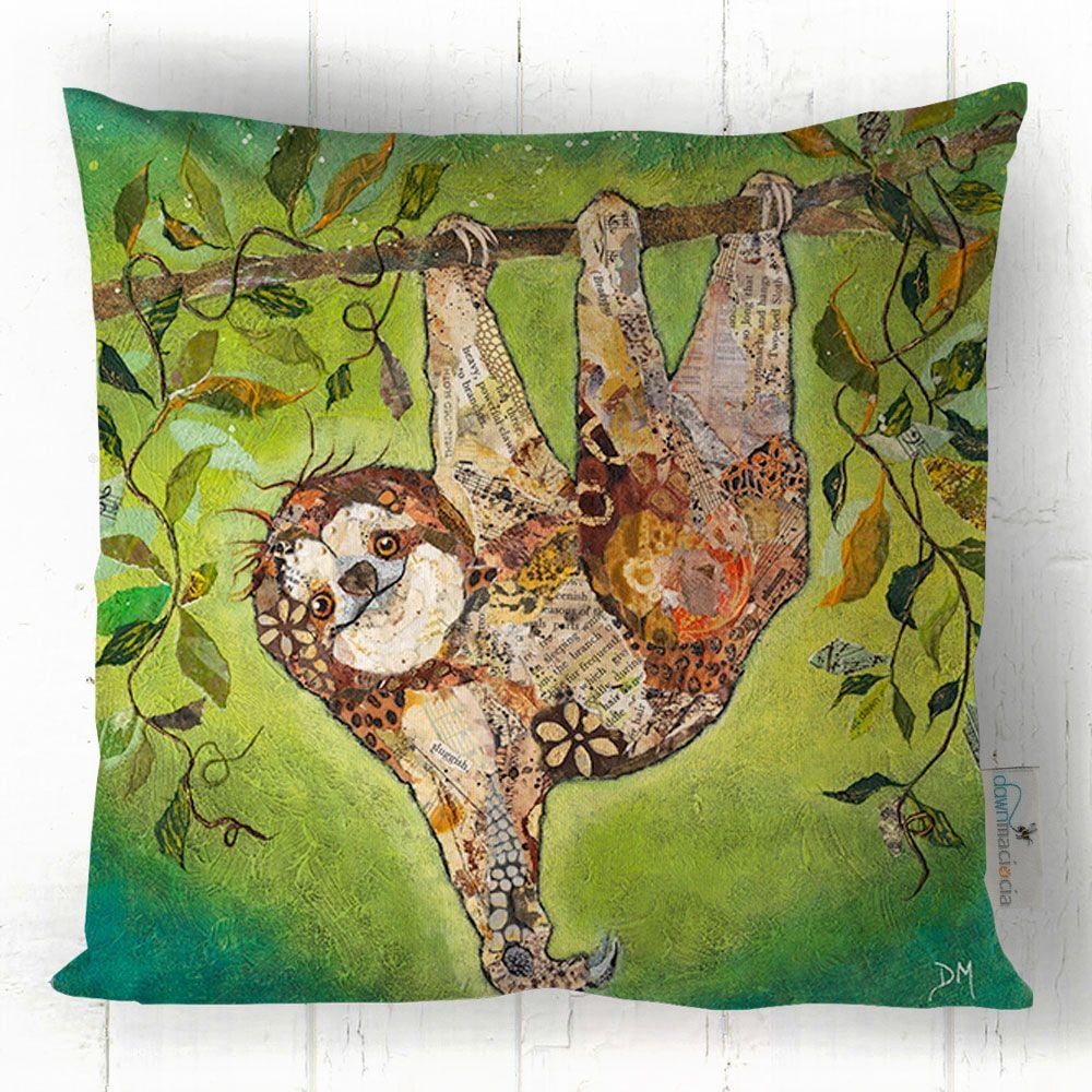 Hang in There! - Baby Sloth Cushion Torn Paper Design