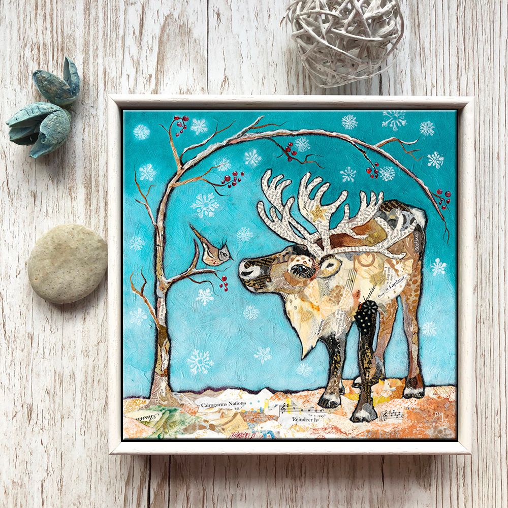 Reindeer & Bird - 6" Ceramic Print