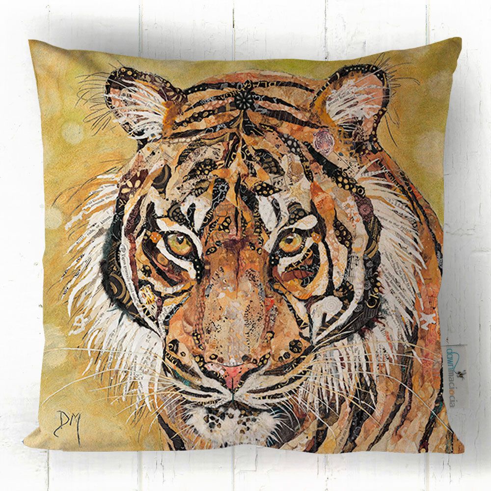 The Watcher  - Tiger Cushion Torn Paper Design
