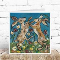 Hare Waltz - Boxing Hares Card