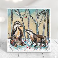 Badgers in Winter Card