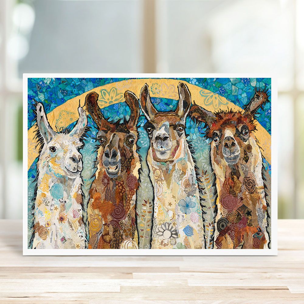 Llama Friends Torn Paper Art Printed Card