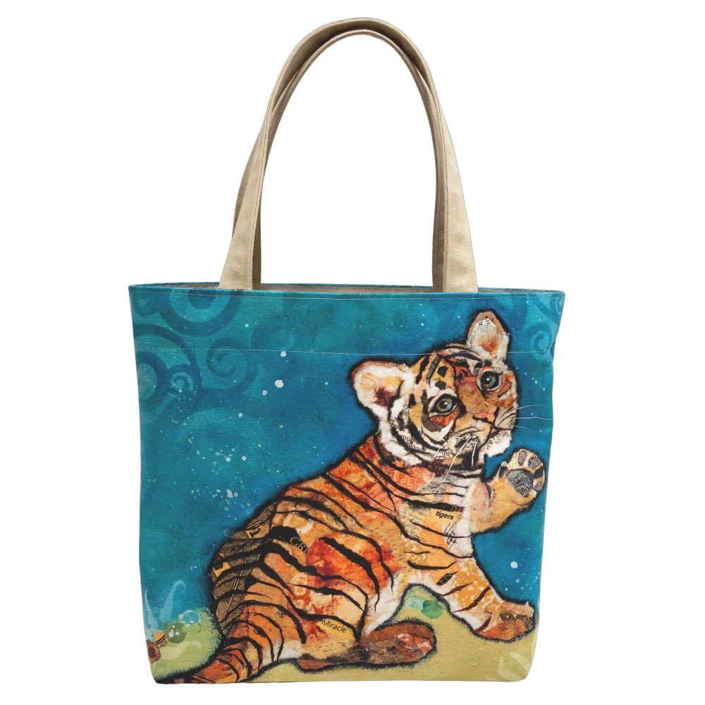 Topaz - Tiger Cub Tote Bag - Vegan-Suede