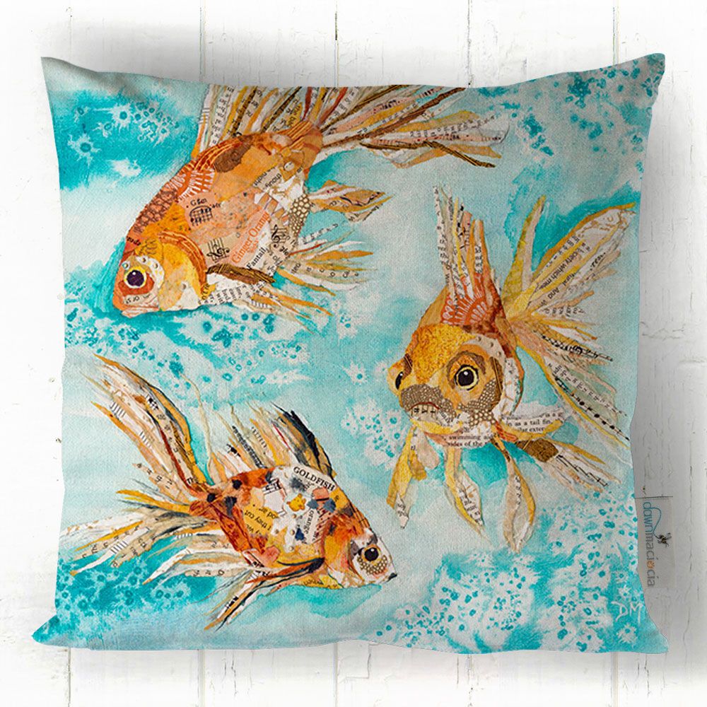 Golden Fantails - Goldfish Cushion Torn Paper