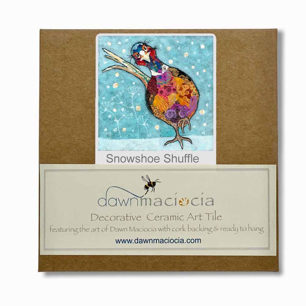 Snowshoe Shuffle - Mini Ceramic Tile in gift box