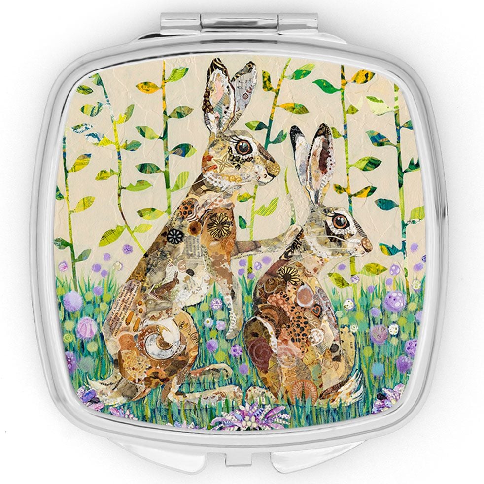 Hares on Alert Compact Mirror
