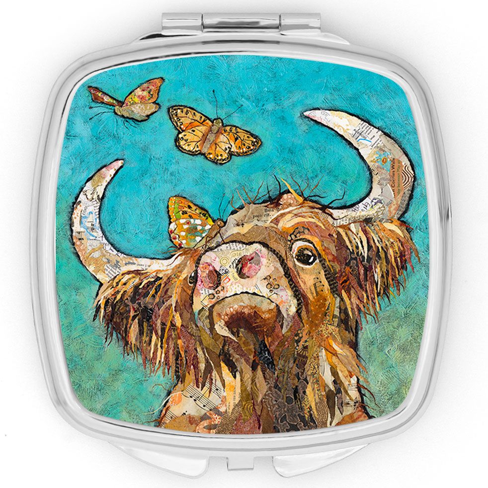 Highland Cow and Butterfly Compact Mirror