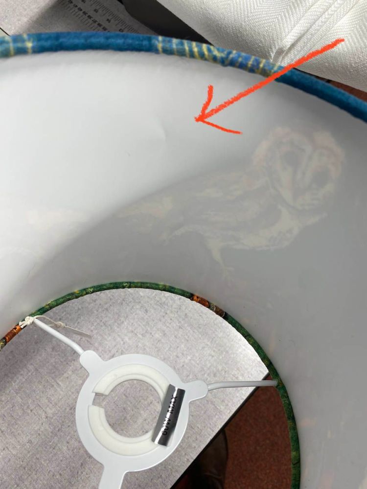 Barn Owl (2)  (SECONDS - small dent) Lamp fitting 20cms