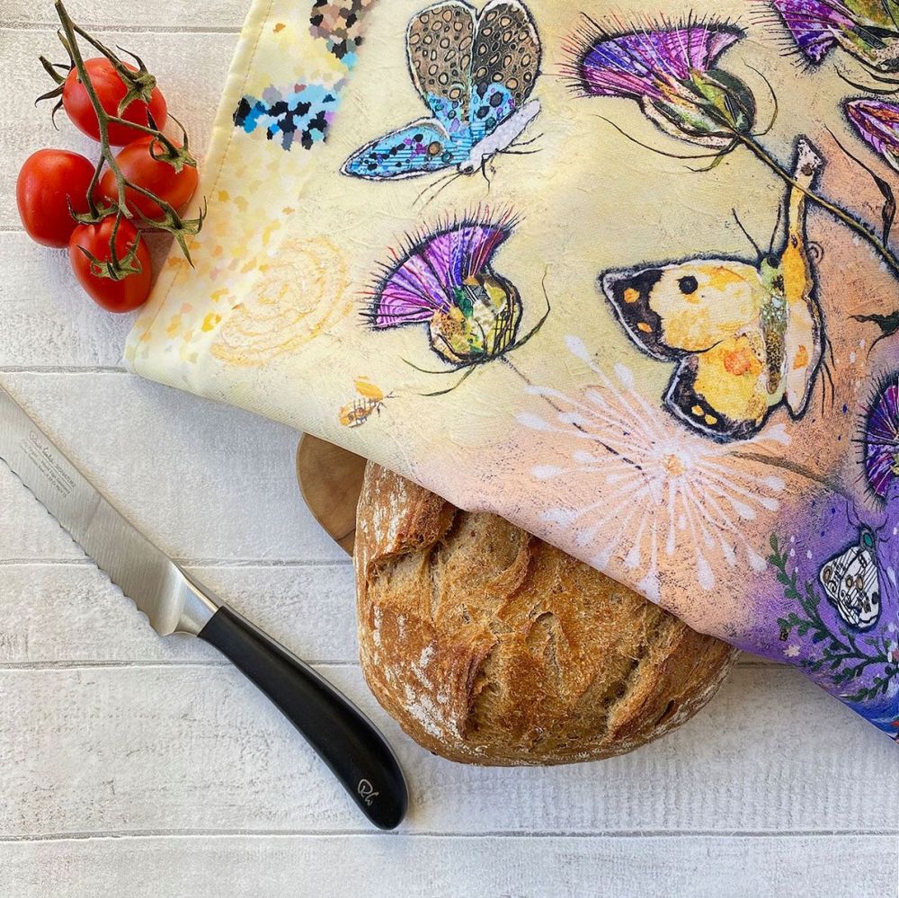 'Flutterbies' Butterfly Tea Towel and bread 