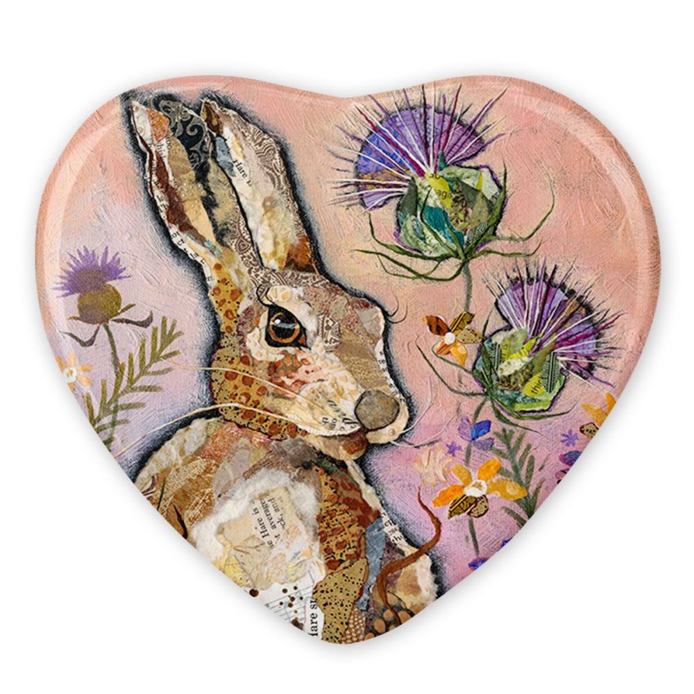 Hare and Thistle Ceramic Heart Magnet