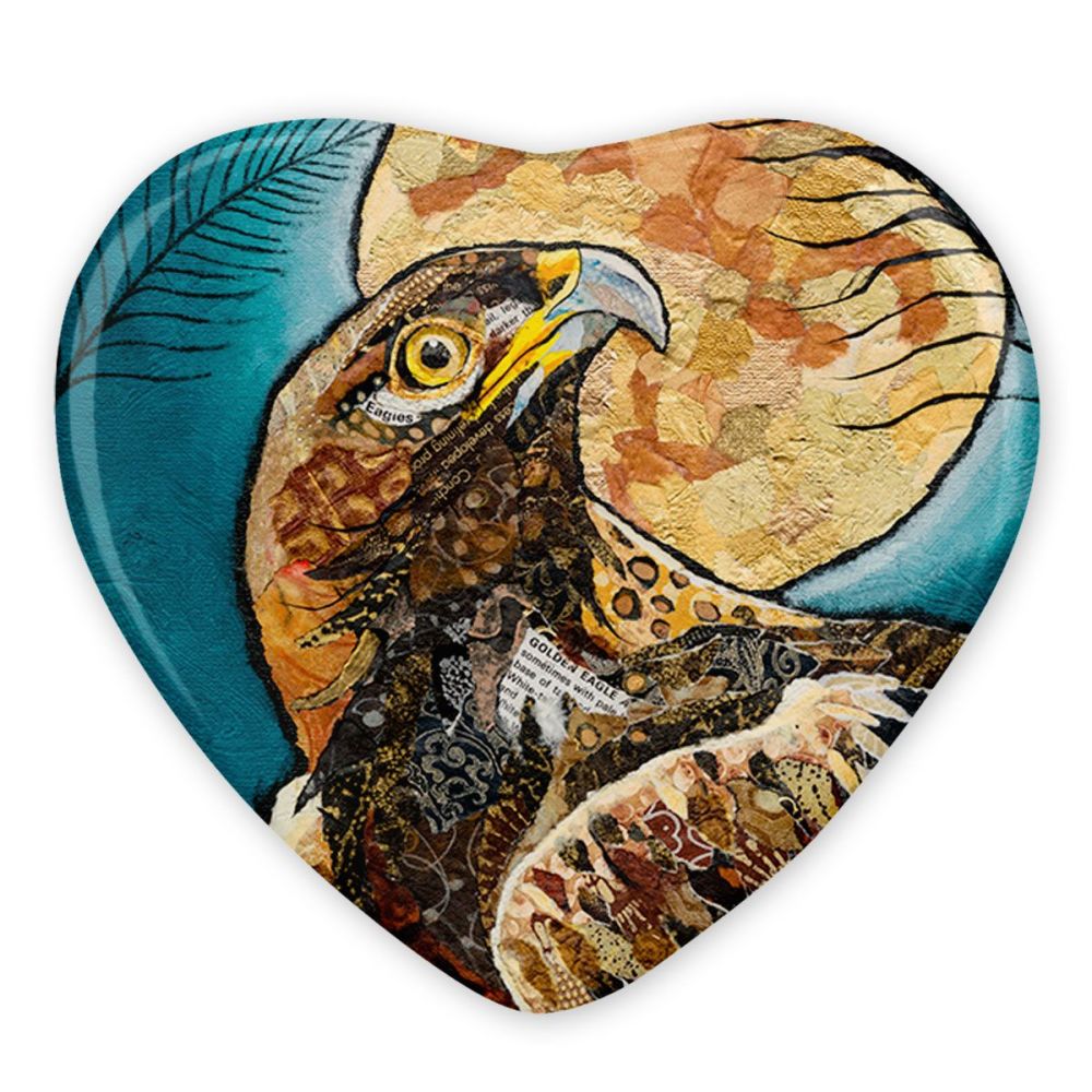 Golden Eagle Ceramic Heart Magnet