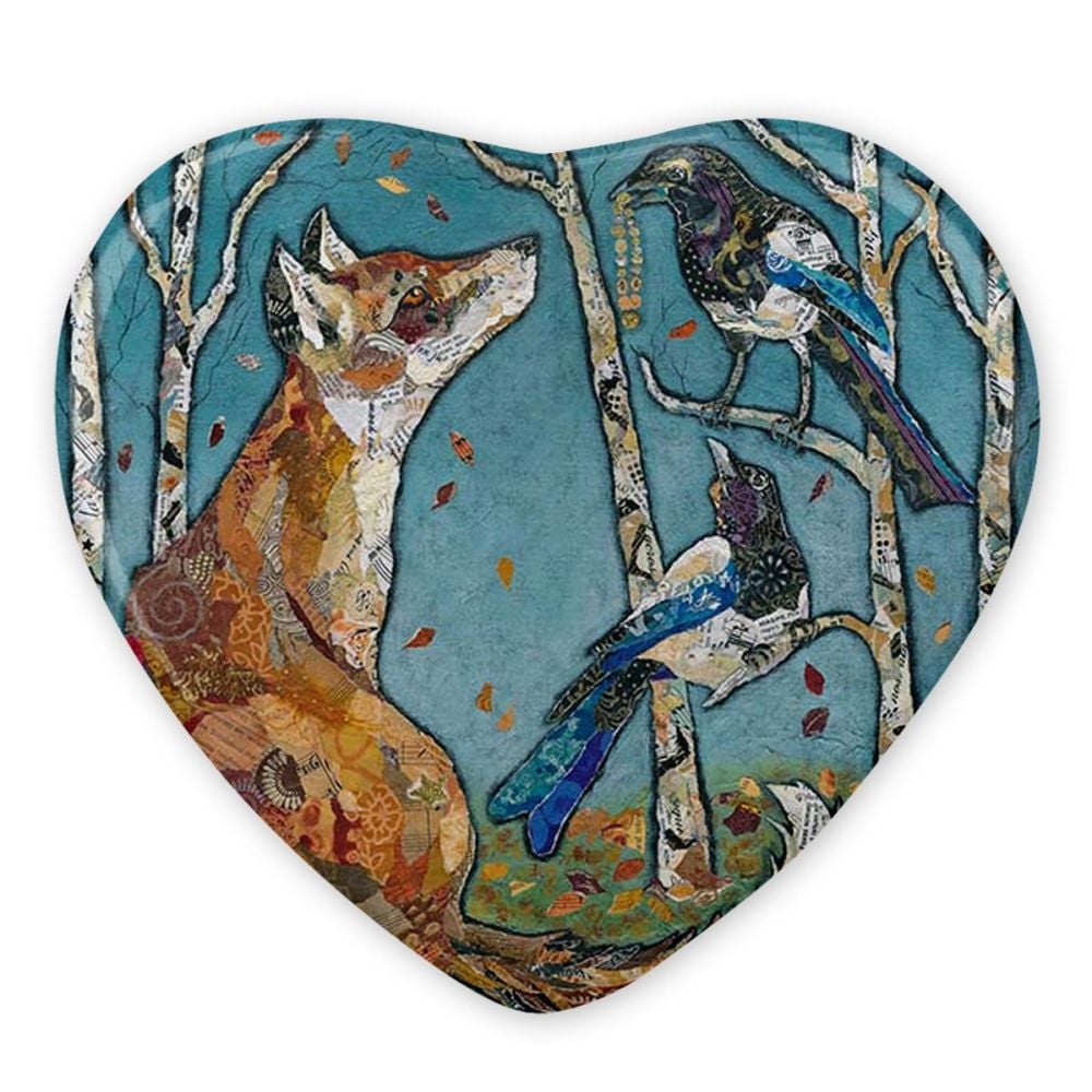 Fox and Magpie Ceramic Heart Magnet