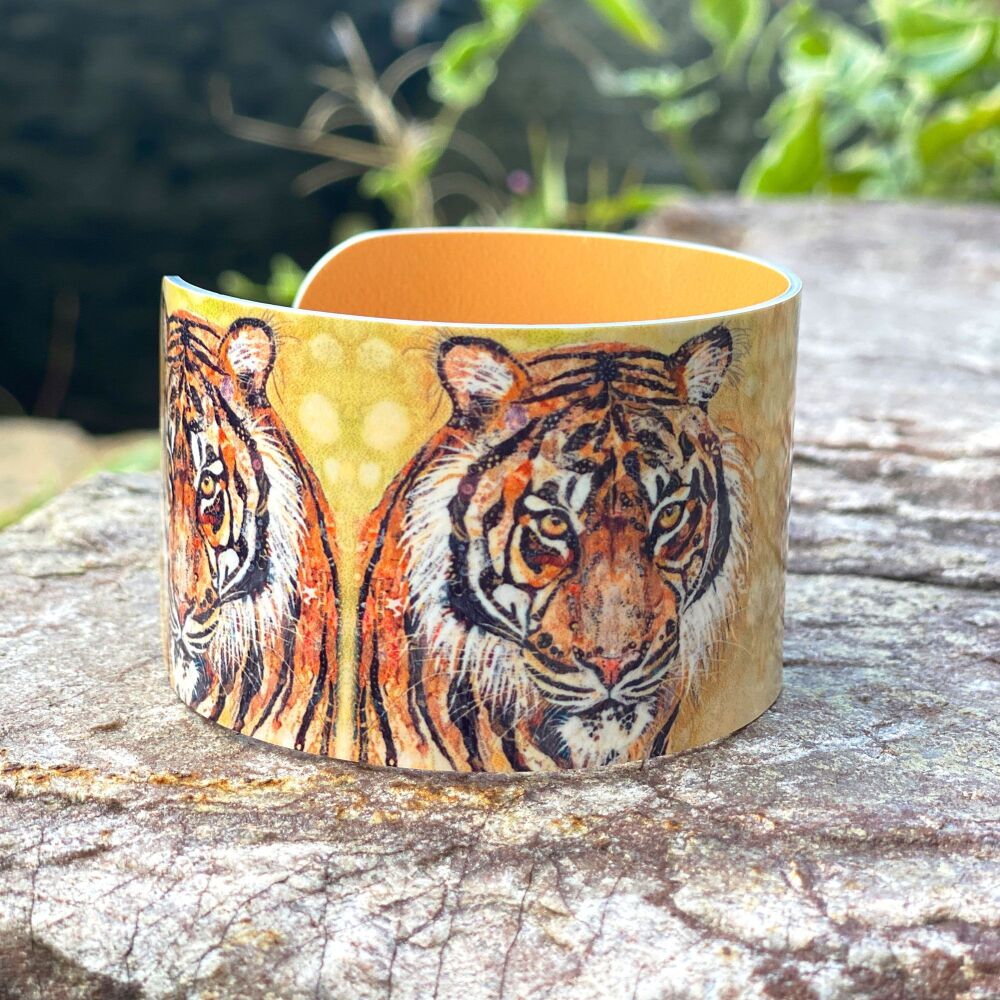 'The Watcher' Tiger Aluminium Cuff Bangle Bracelet