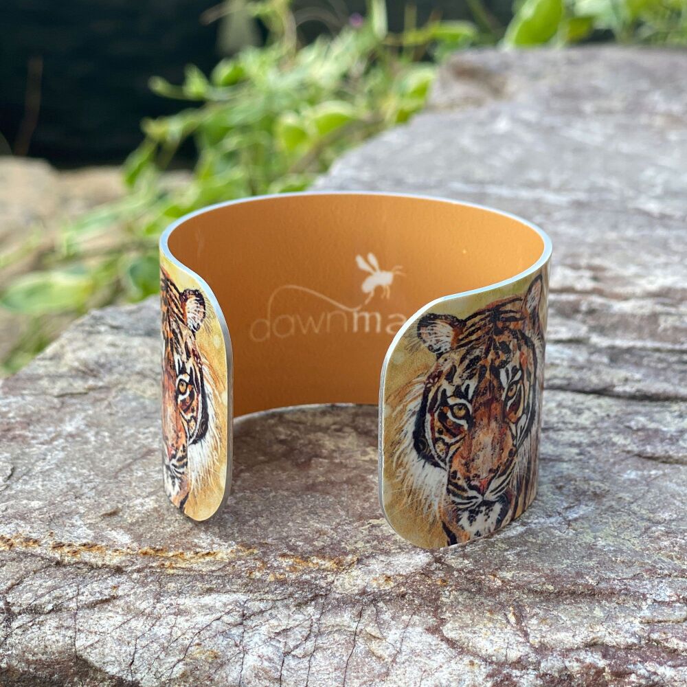 'The Watcher' Tiger Aluminium Cuff Bangle Bracelet