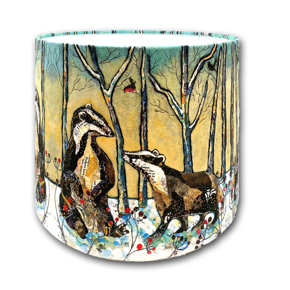 Badgers in Winter - Lampshade