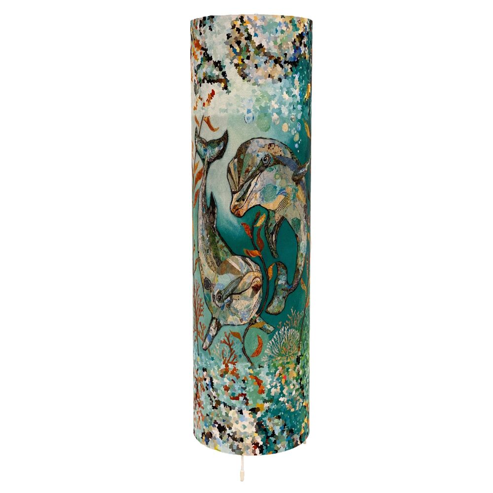 Dolphin Cylindrical Floor Lamp in blues, greens and turquoise