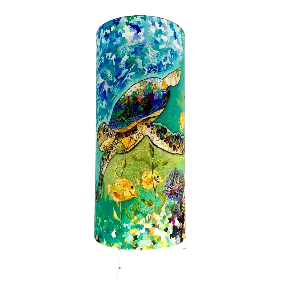 Coral Patrol Sea Turtle Cylinder Table Lamp