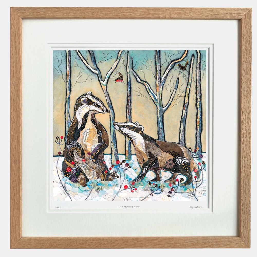 Badgers in Winter  - Large Print