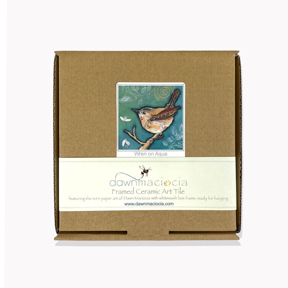 Wren on Aqua - 6" Ceramic Print