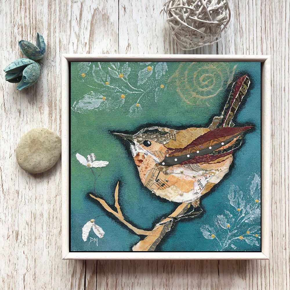 Wren on Aqua - 6" Ceramic Print