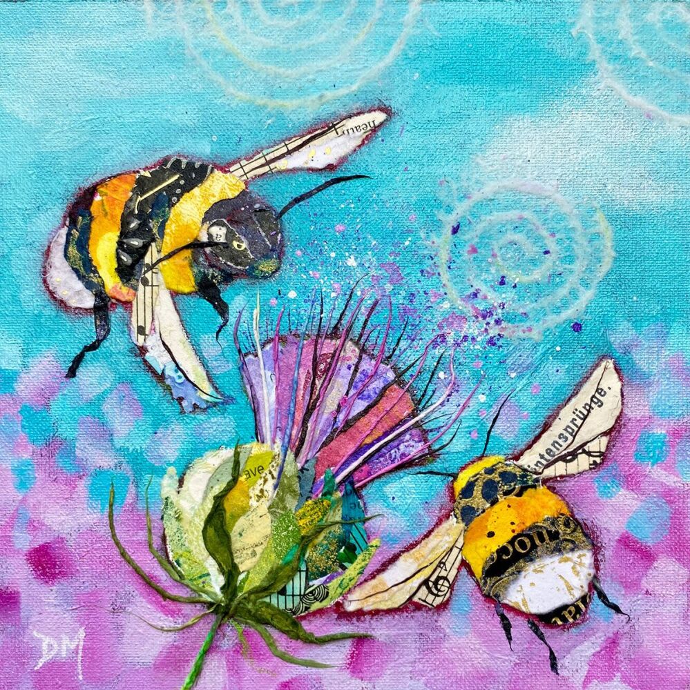 Bees & Thistle Original - framed original art
