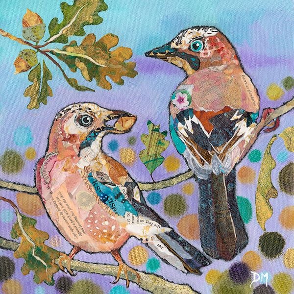 Autumn Banquet - Jay Birds Original Torn Paper Collage