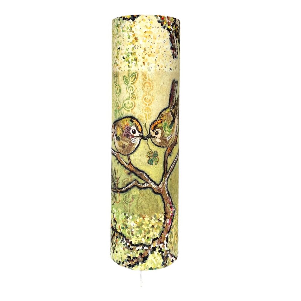 Lucky Charmer Goldcrest Bird Cylinder Floor Lamp