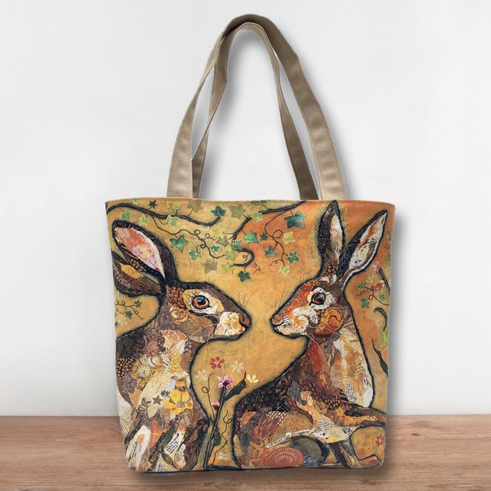 Hares Looking at You Tote Bag - Vegan-Suede