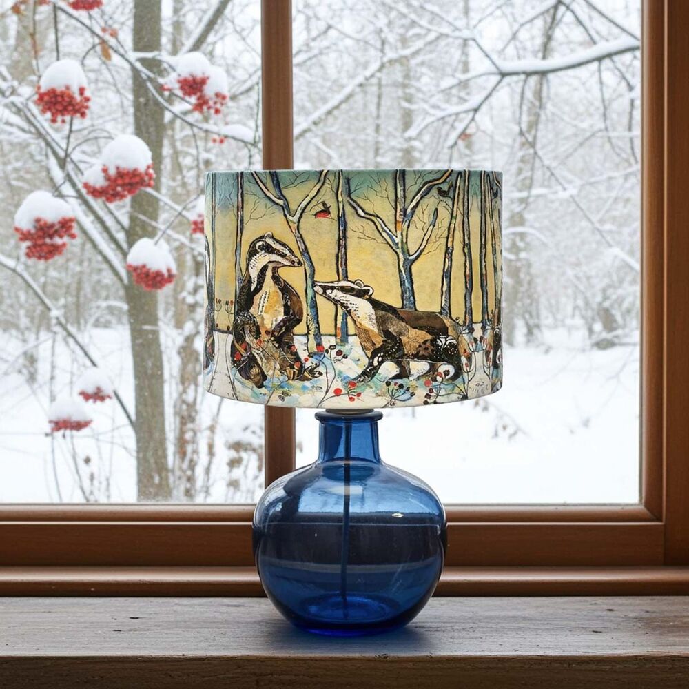 Badgers in Winter - Lampshade