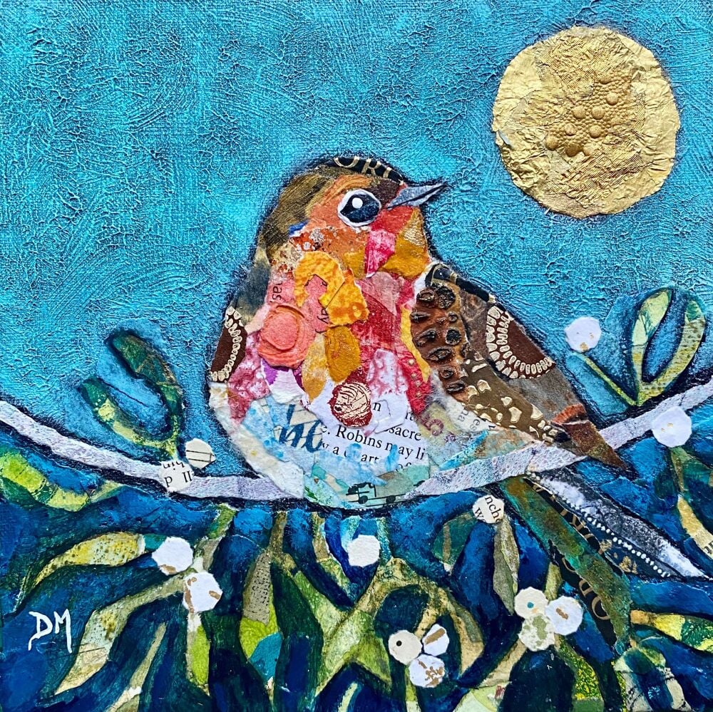 Robin & Mistletoe - framed original art