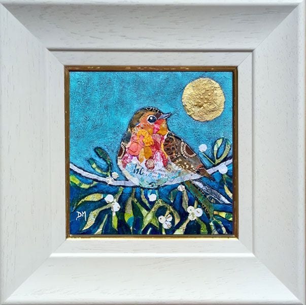 Robin & Mistletoe - framed original art