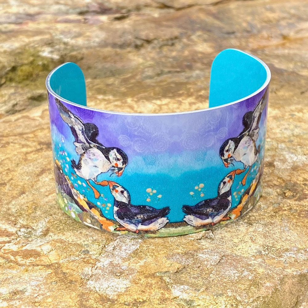 'Love on the Rocks' Puffin Aluminium Cuff Bangle (SECONDS)
