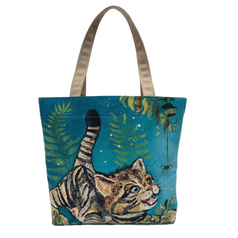 Wild Thing Cat Tote Bag - Vegan-Suede