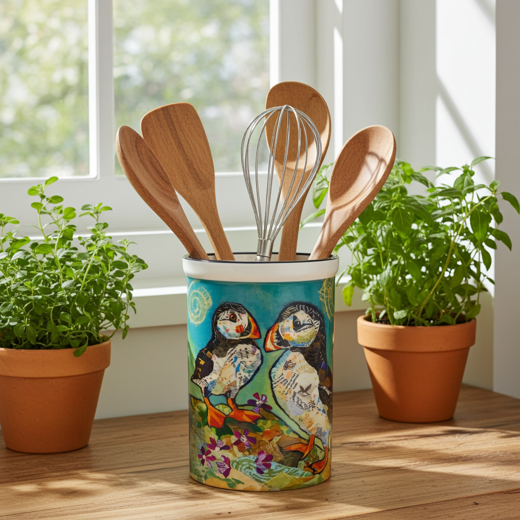 Puffin Pals - Pretty Pot Utensil Holder