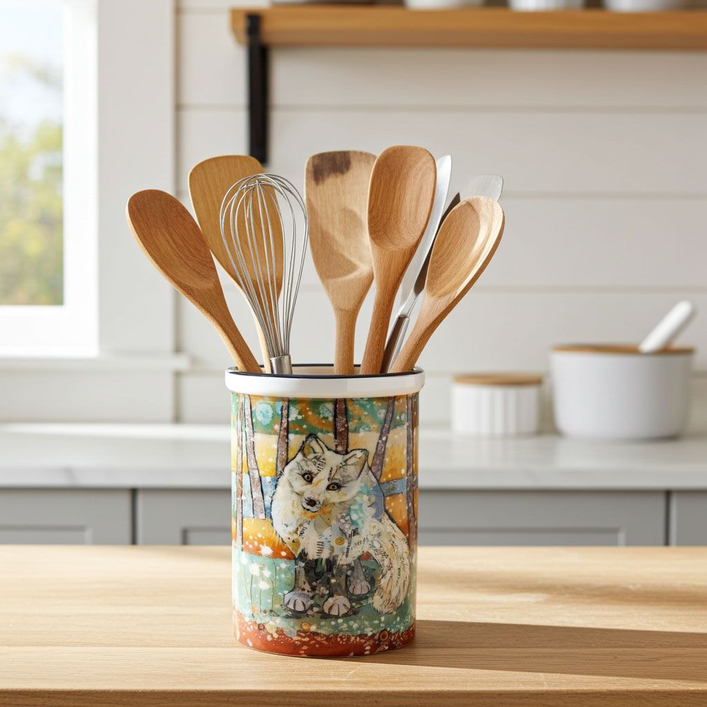 Arctic Fox in Snow - Pretty Pot