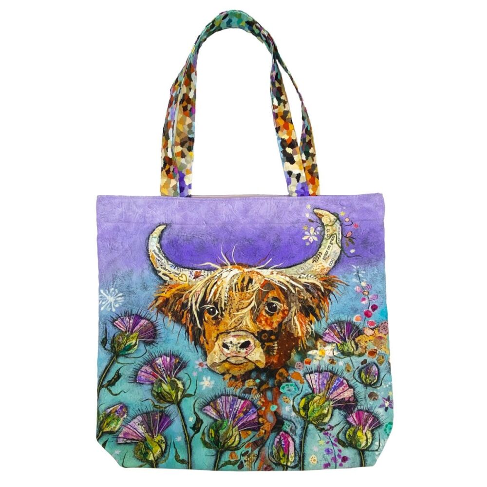 Thistle Coo Highland Cow Tote Bag - Polycotton