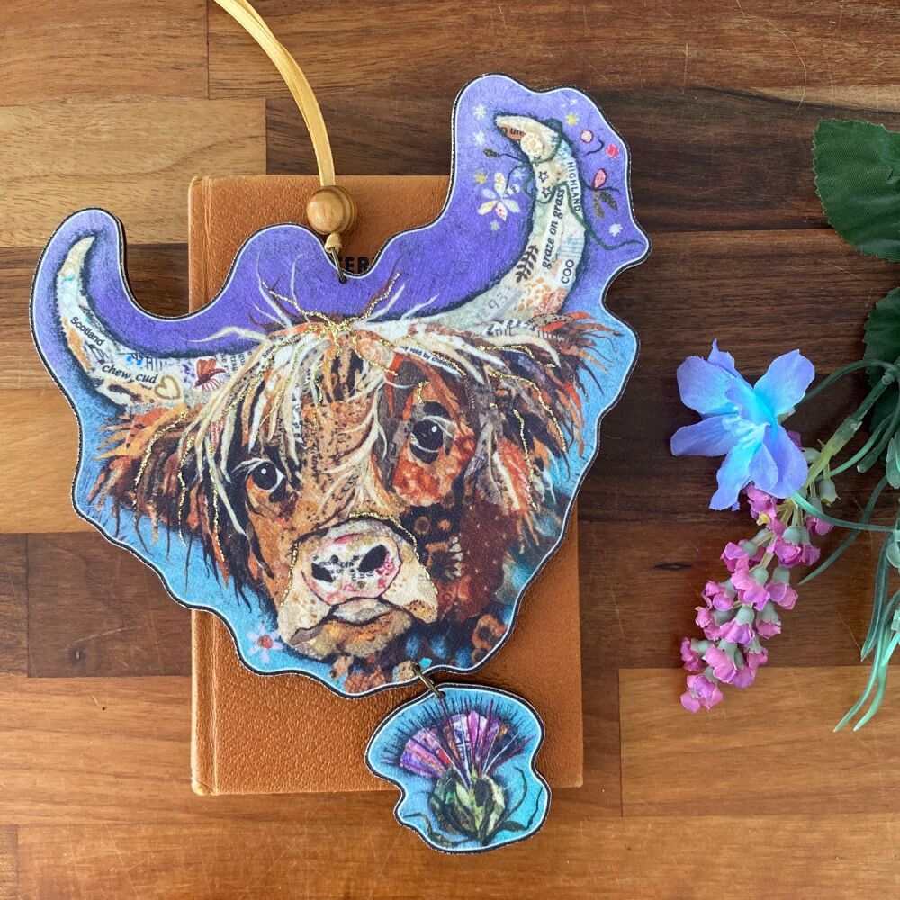 Thistle Coo Highland Cow Decorative Wall Hanger