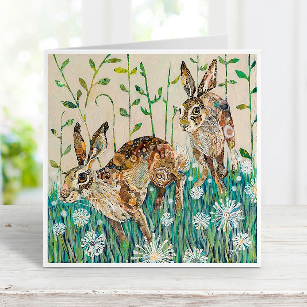 running hare greeting card