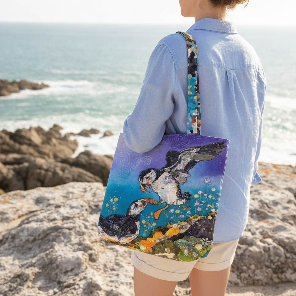 Puffin Love on the Rocks Tote Bag - Polycotton