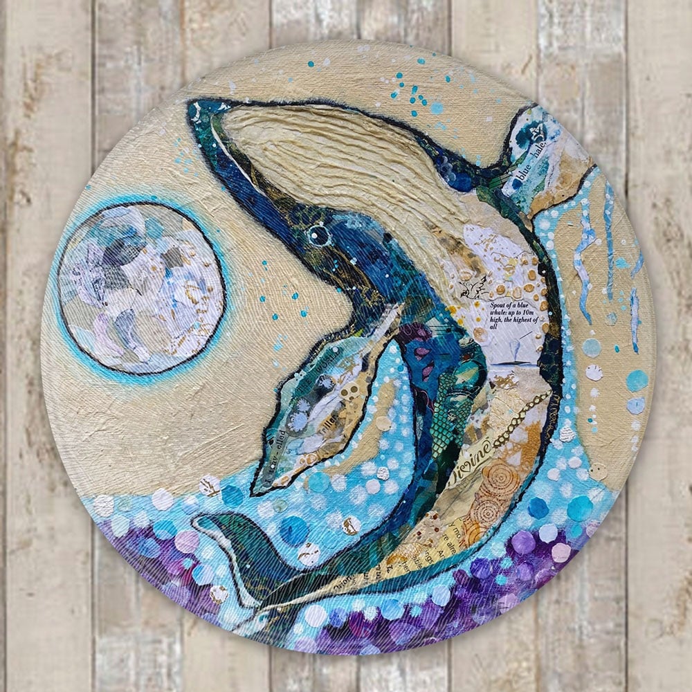 Blue whale glass worktop saver by Dawn Maciocia