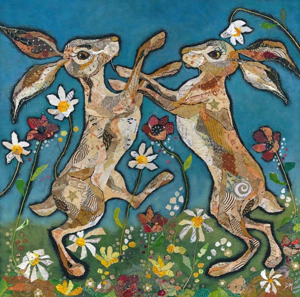 Hare Waltz - Boxing Hares Card