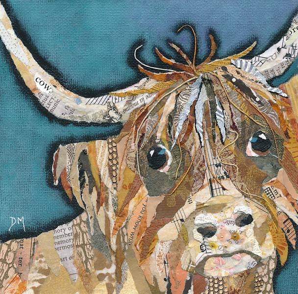 Dougal Highland Cow Torn Paper Art Printed Card