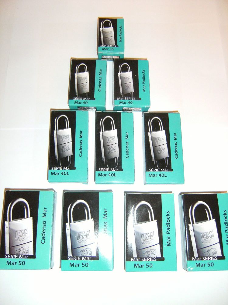 10pcs.IFAM 50mm KEYED ALIKE LONG SHACKLE MARINE PADLOCK. SALT SPRAY TESTED.