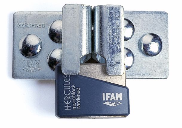 IFAM HIGH SECURITY HASP KIT WITH FITTINGS AND DRILL TEMPLATE.