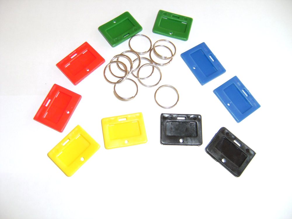 SECURIKEY KEY TAGS & RINGS. Pack of 100. MIXED COLOURS .AKKTR100