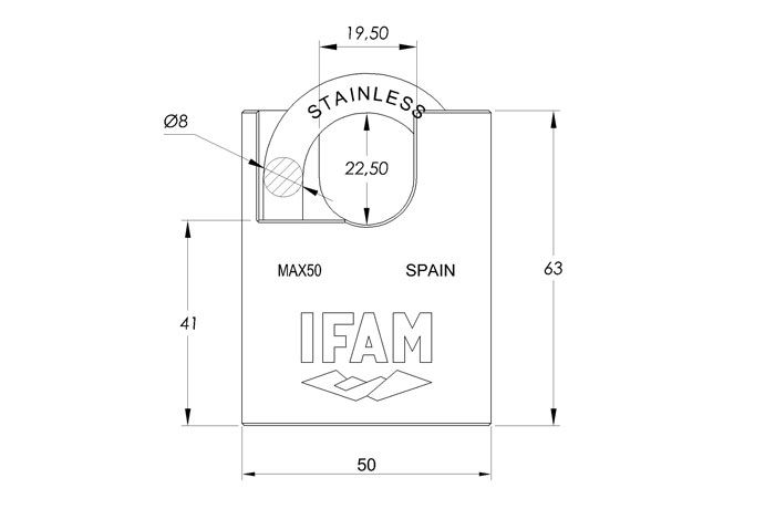   IFAM MAX50 PROTECTED STAINLESS STEEL SHACKLE  KEYED ALIKE MODEL.