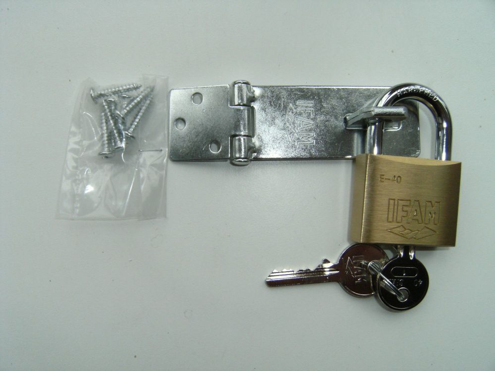 IFAM PC410 SMALL STEEL HASP. 65mm x 30mm. + E40 HS SHACKLE PADLOCK